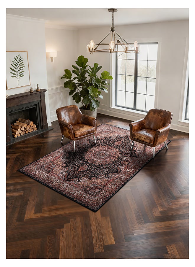 Noon East Carpet Rug Anti-Slip-  Size- 183 x 275 cm - 6x9 ft | Royal Heritage Design | Color- Red & Black| Ideal as Carpets for Living room, Bedroom & Office - Image 3